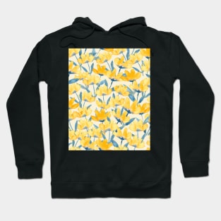 Golden yellow watercolor floral - soft banana yellow background Hoodie